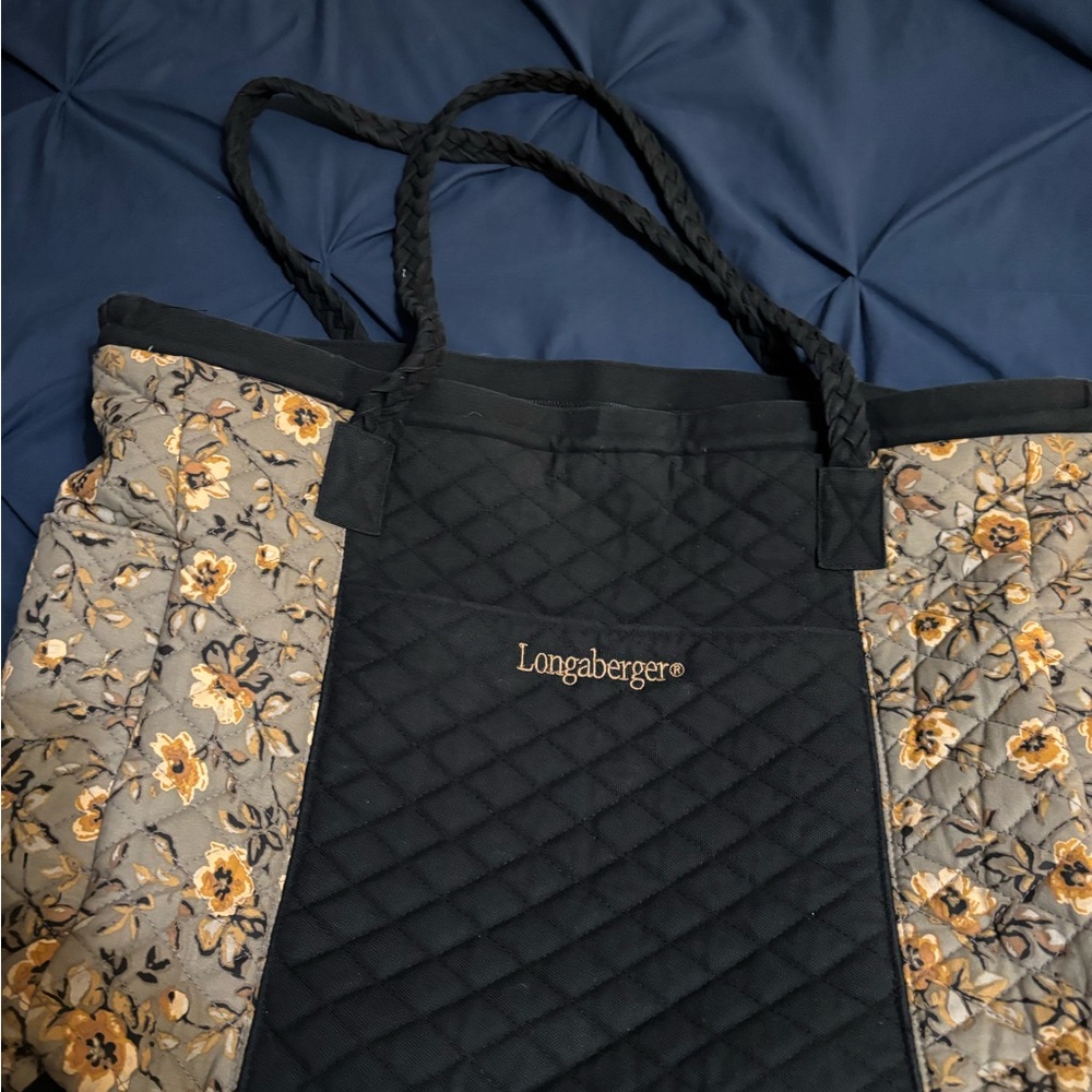 Longaberger Black and Floral Women's Bag